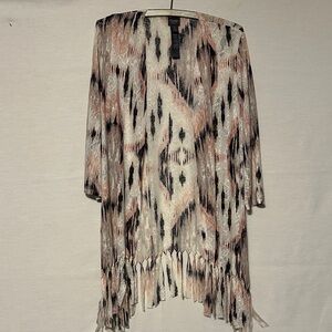 Elegant Patterned Fringe cardigan style Tunic